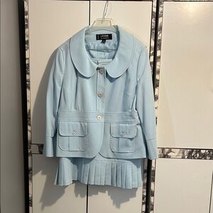Larry Levine Sky Blue Blazer and Skirt Ensemble